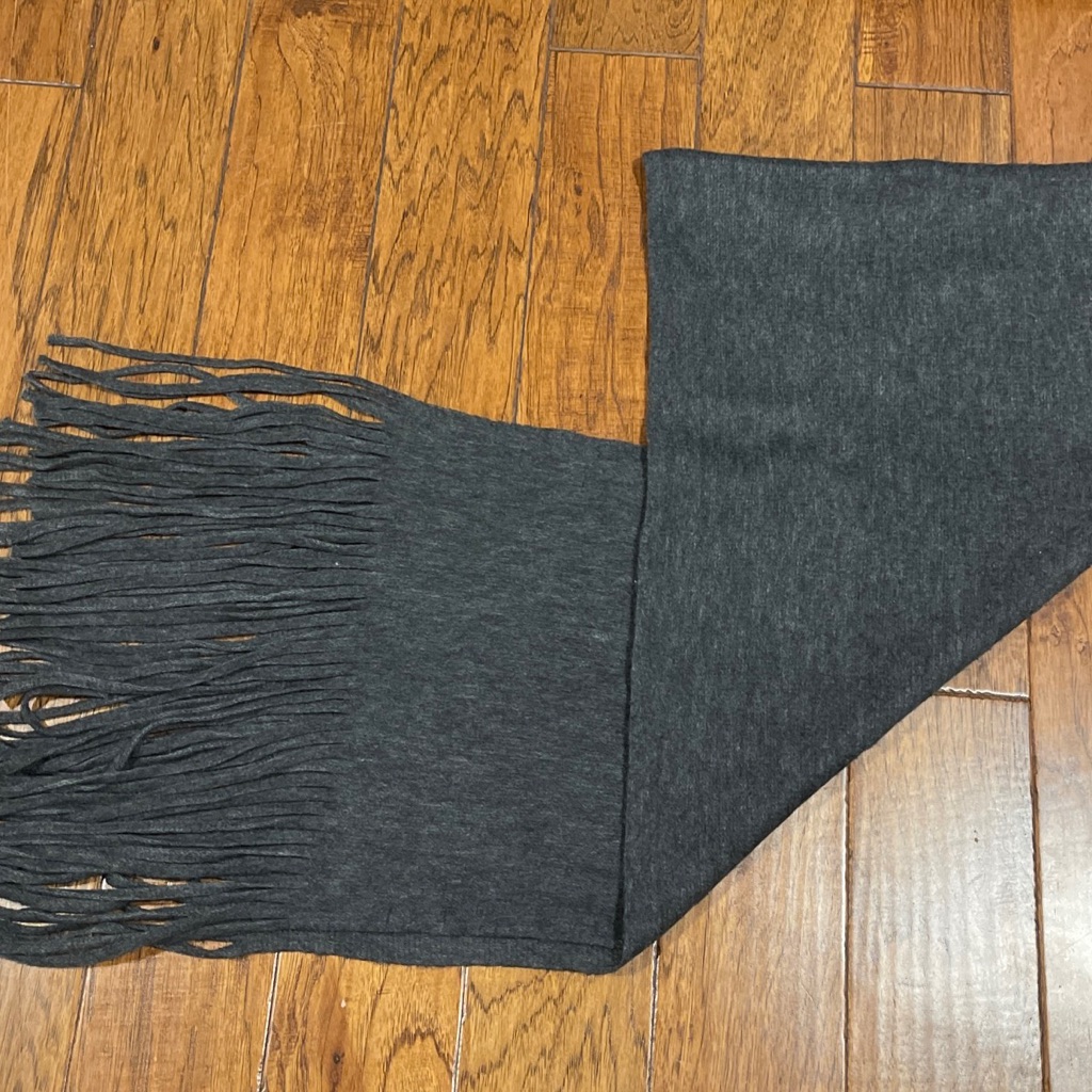 Lucky Brand Gray Felt Scarf WFringe Unsized 15X89 Retail 69